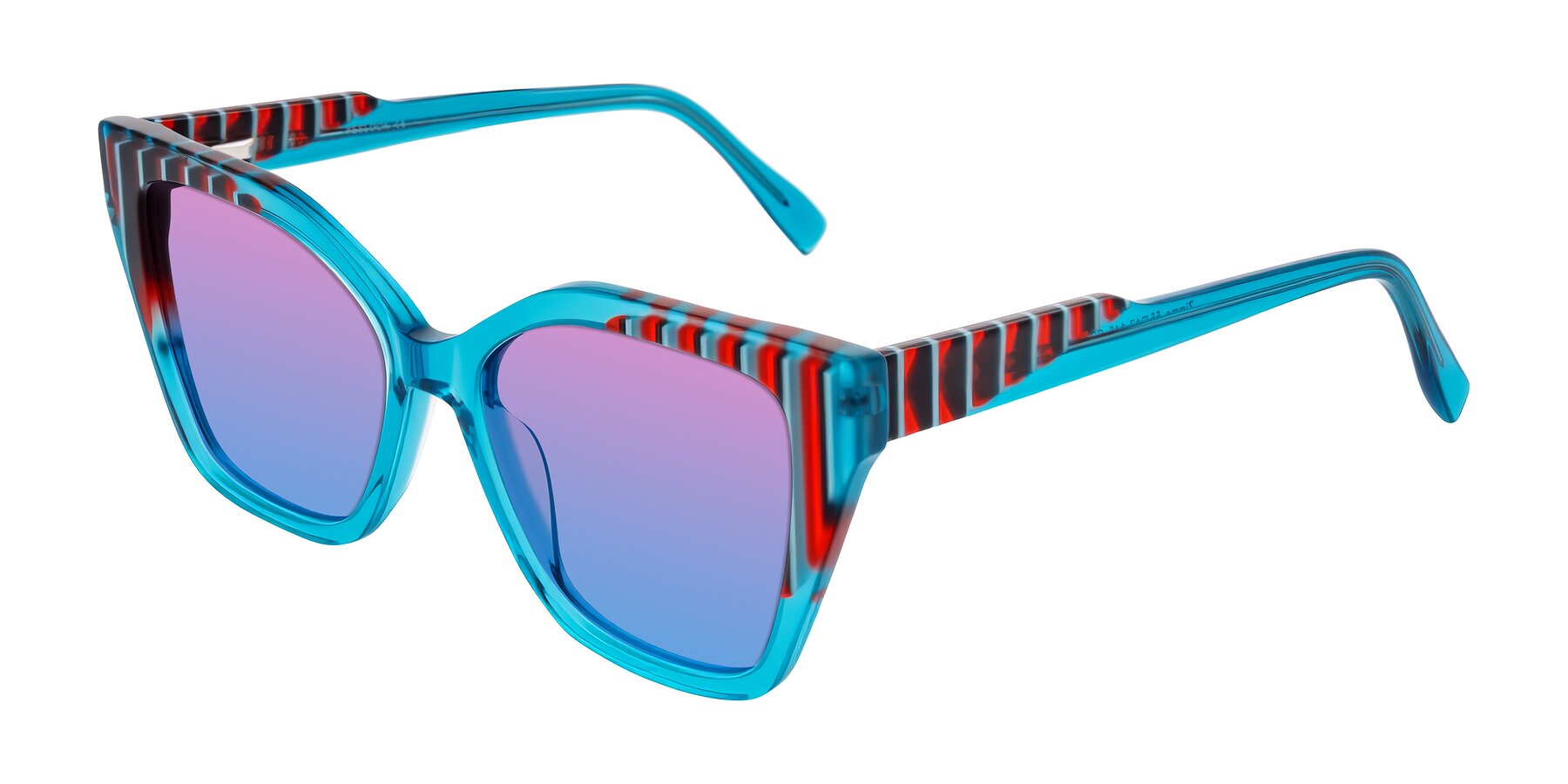 Angle of Zimme in Blue Fizz with Pink / Blue Gradient Lenses