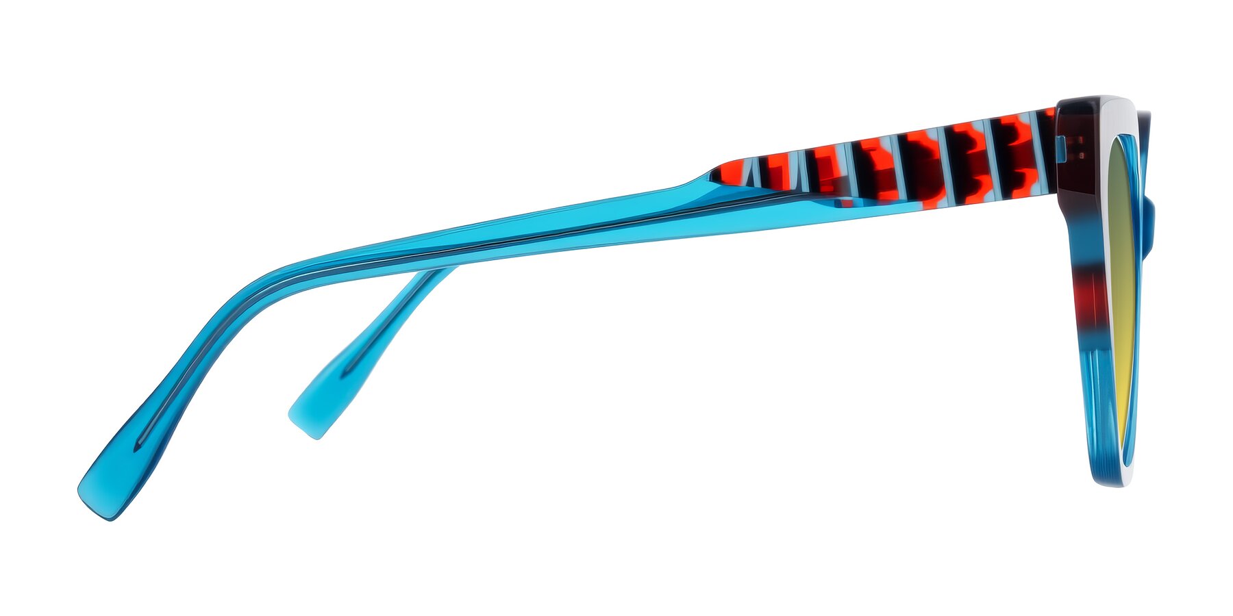 Side of Zimme in Blue Fizz with Green / Yellow Gradient Lenses