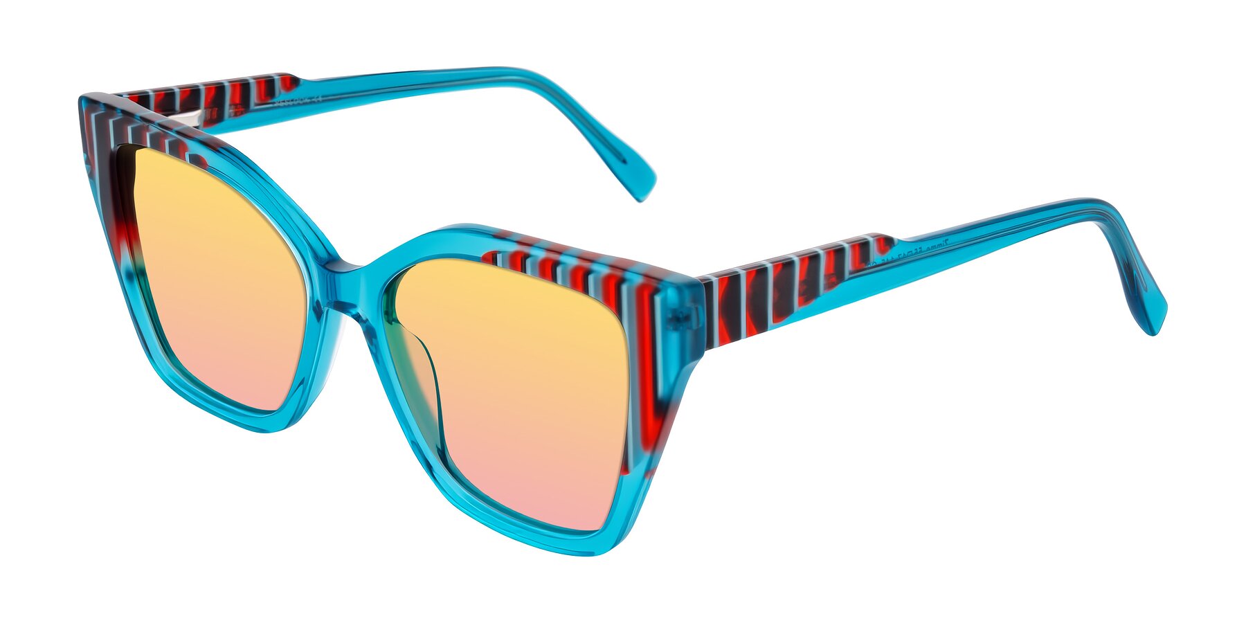 Angle of Zimme in Blue Fizz with Yellow / Pink Gradient Lenses