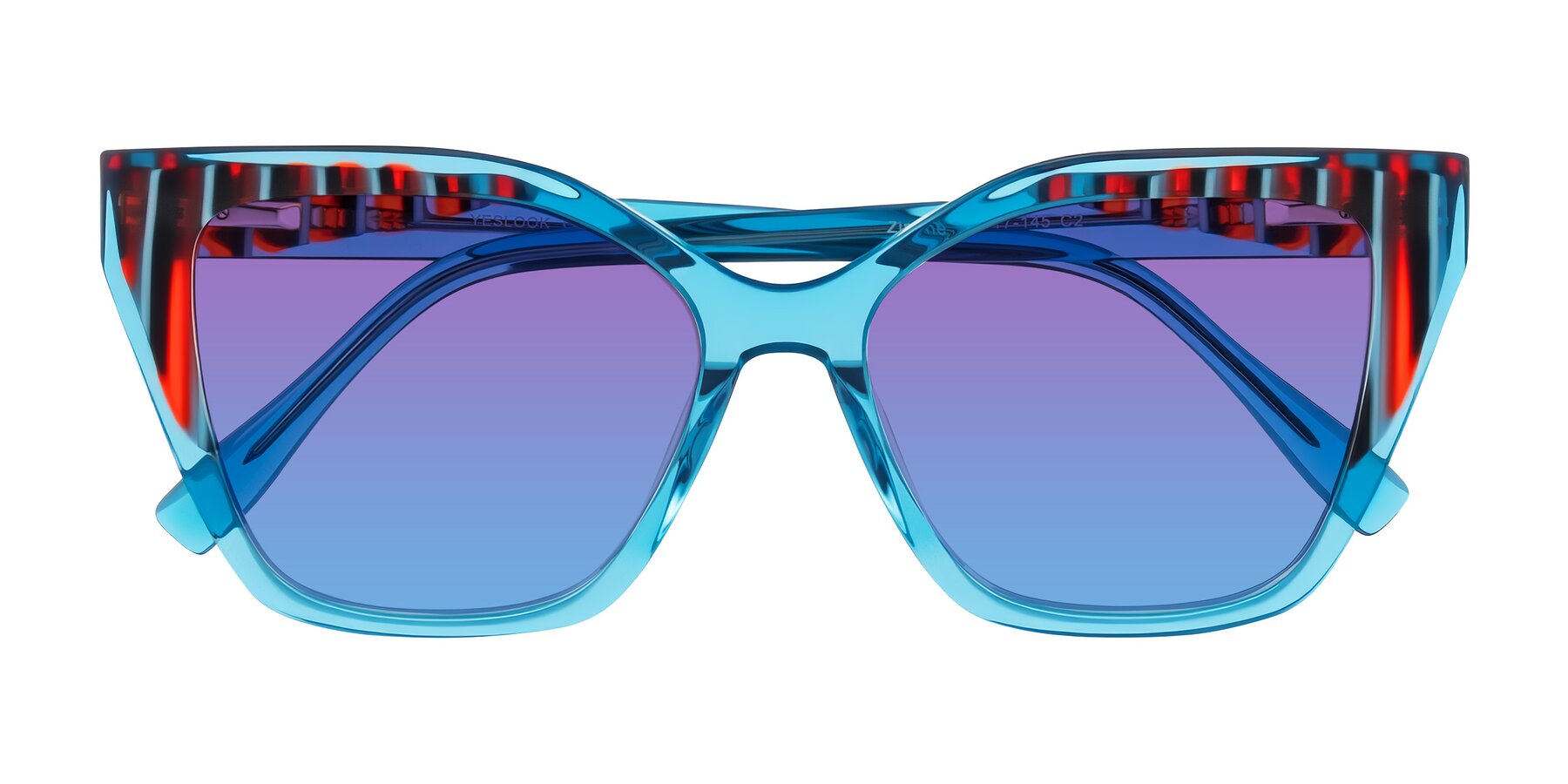 Folded Front of Zimme in Blue Fizz with Purple / Blue Gradient Lenses