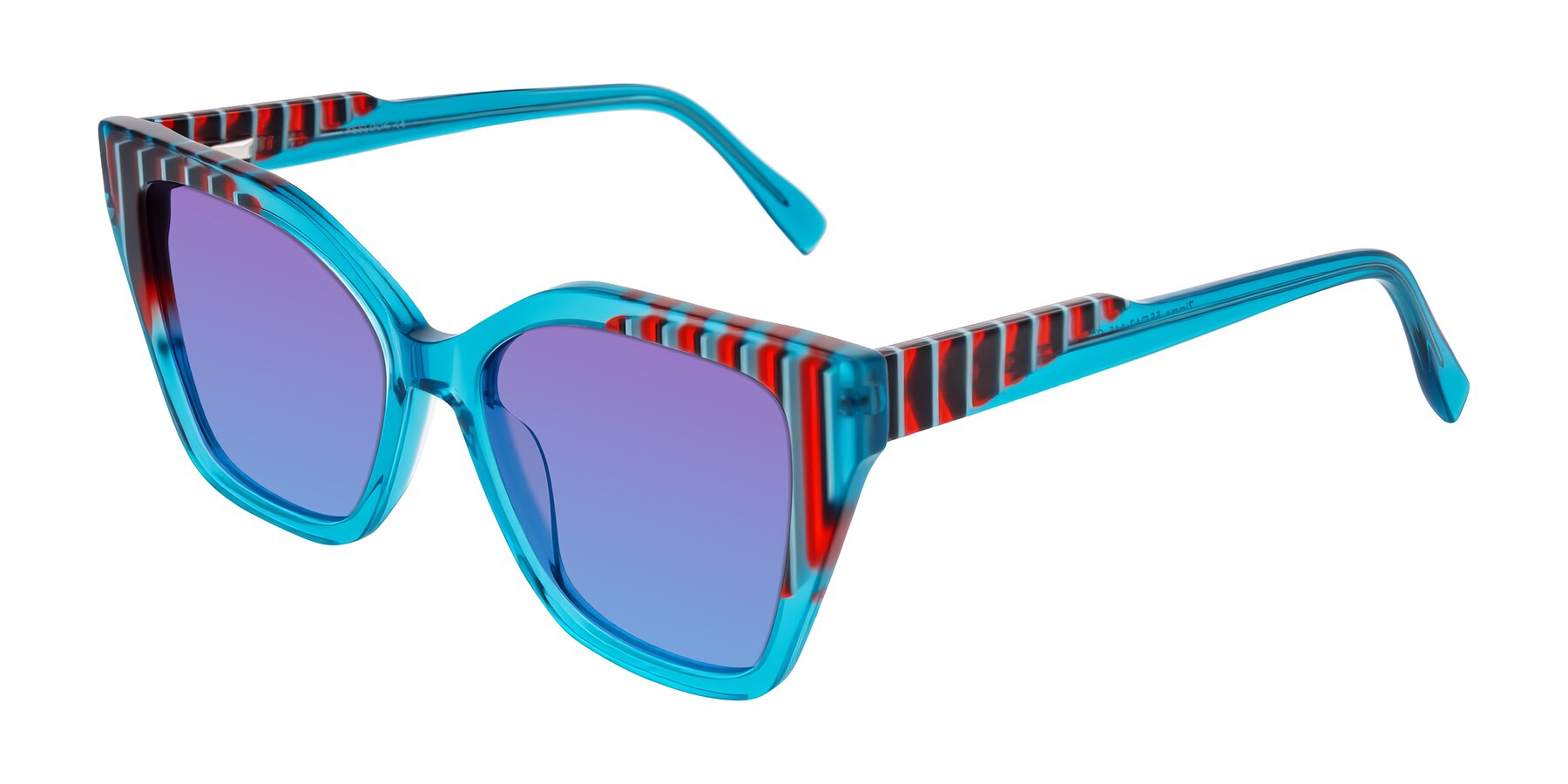 Angle of Zimme in Blue Fizz with Purple / Blue Gradient Lenses