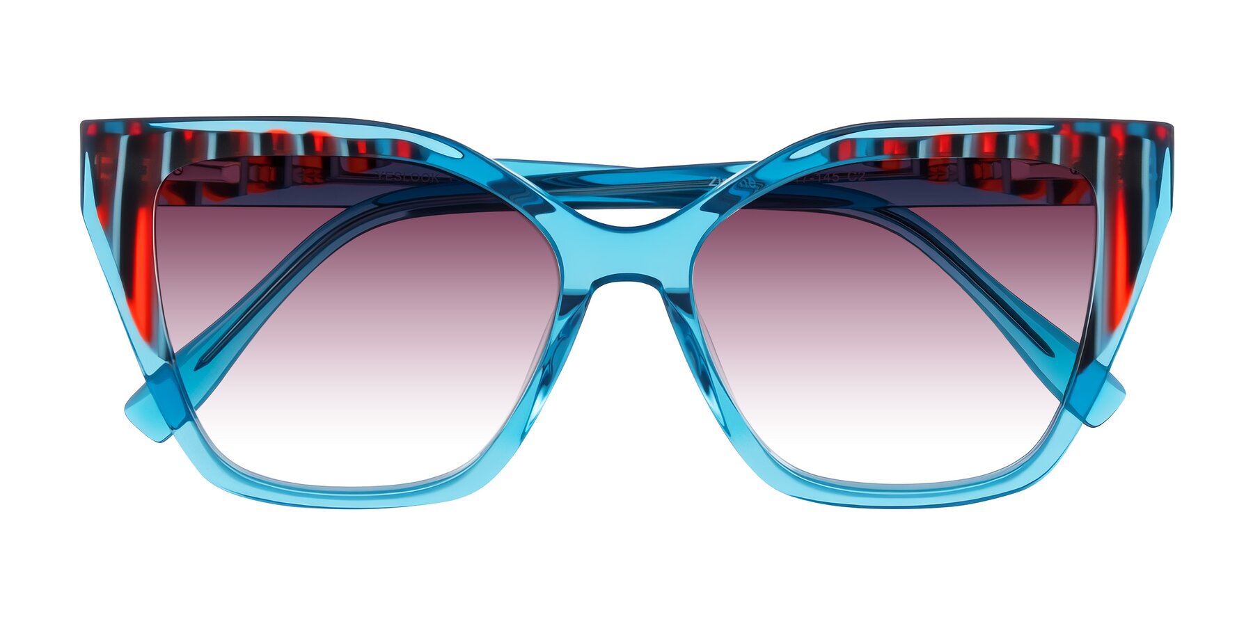 Folded Front of Zimme in Blue Fizz with Wine Gradient Lenses