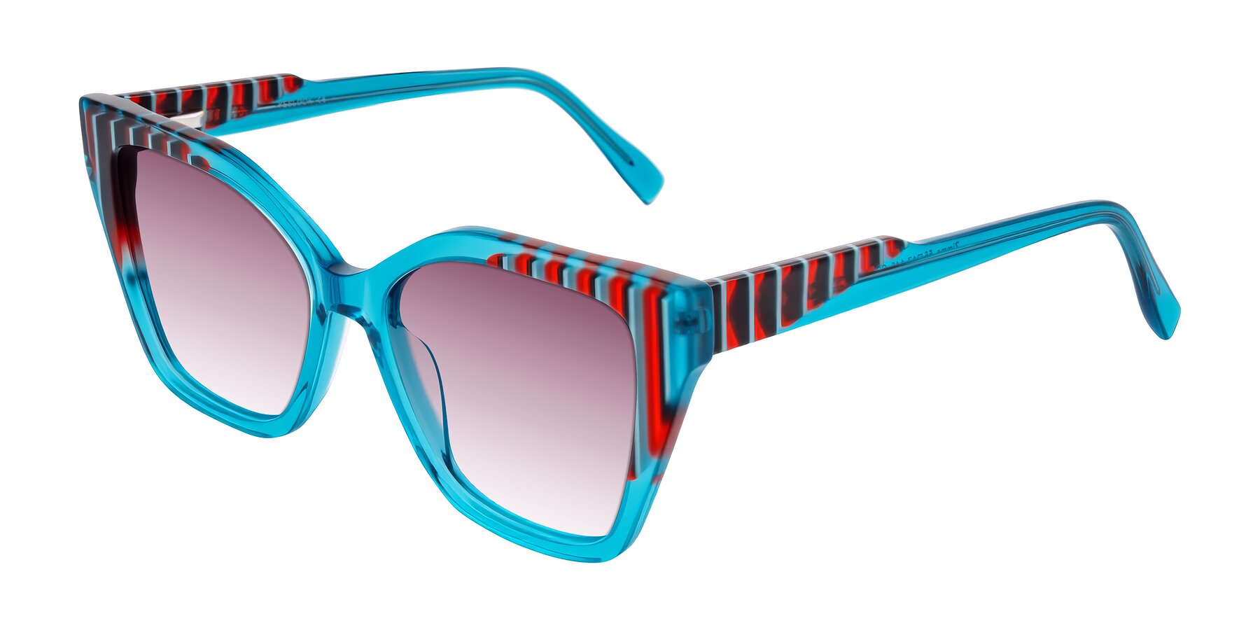 Angle of Zimme in Blue Fizz with Wine Gradient Lenses