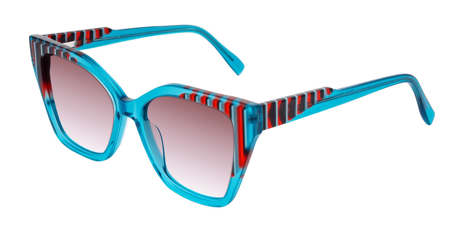 Angle of Zimme in Blue Fizz with Garnet Gradient Lenses