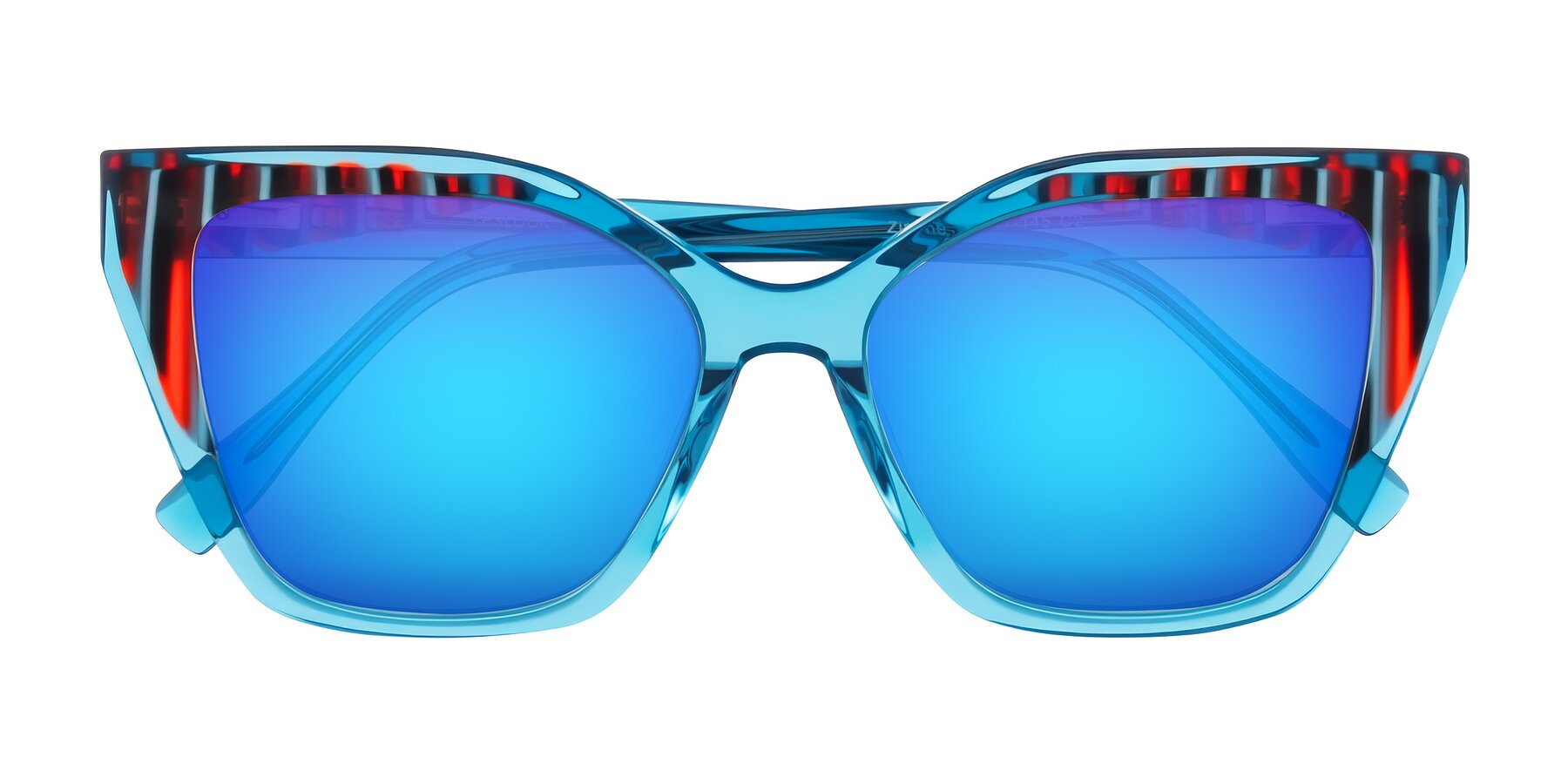Folded Front of Zimme in Blue Fizz with Blue Mirrored Lenses