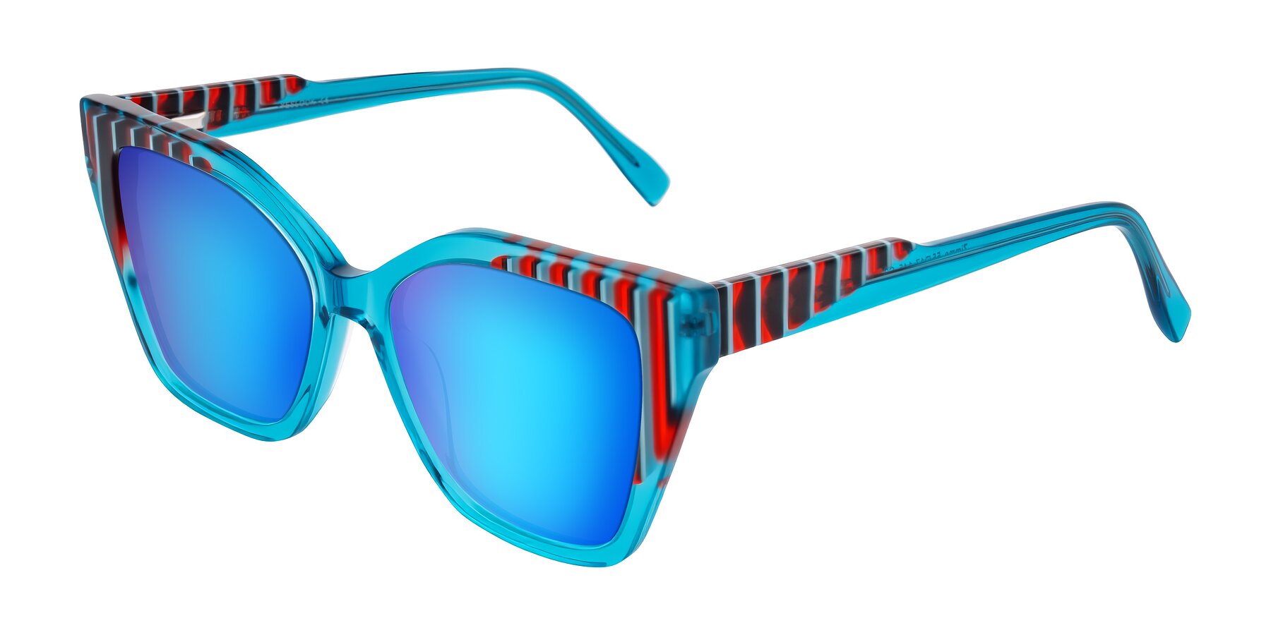 Angle of Zimme in Blue Fizz with Blue Mirrored Lenses