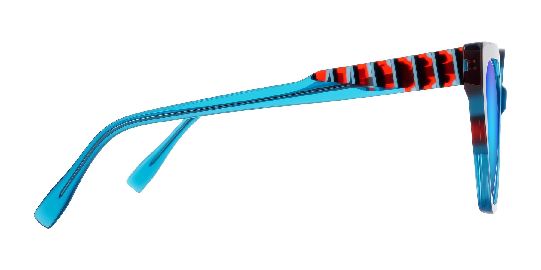 Side of Zimme in Blue Fizz with Blue Mirrored Lenses