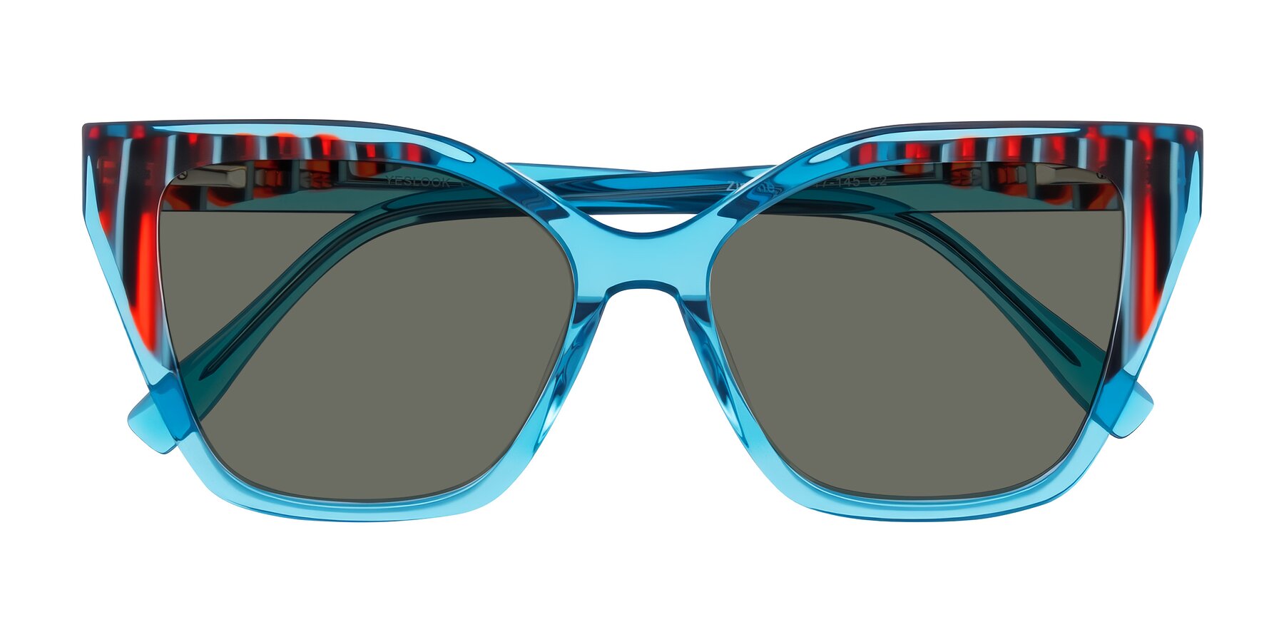 Folded Front of Zimme in Blue Fizz with Gray Polarized Lenses