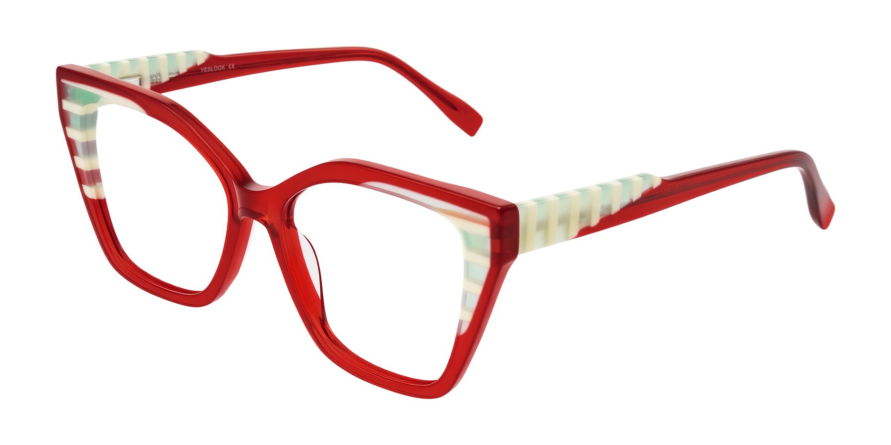 Angle of Zimme in Cherry Pop with Clear Eyeglass Lenses