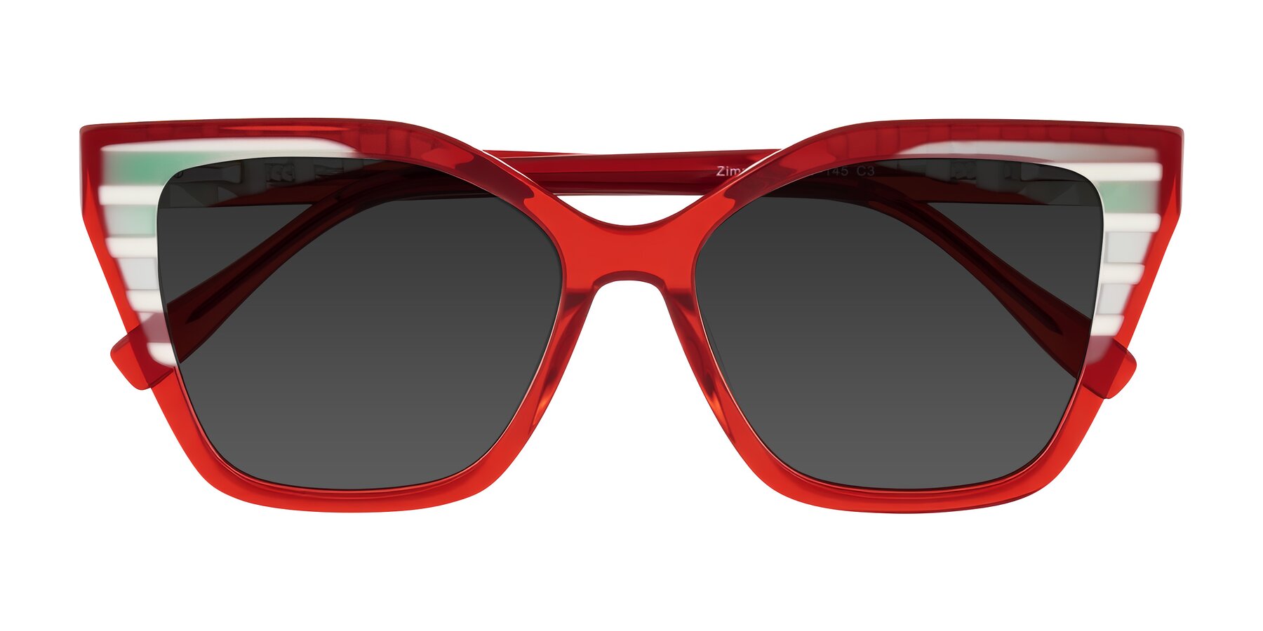 Folded Front of Zimme in Cherry Pop with Gray Tinted Lenses