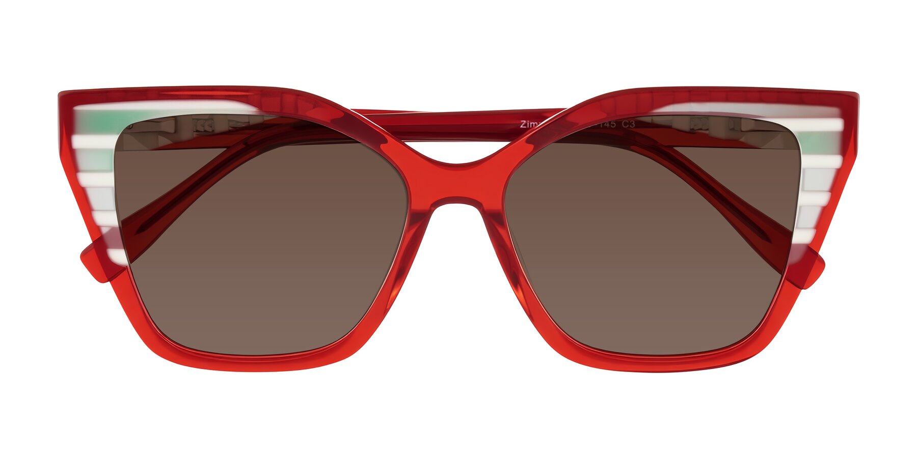 Folded Front of Zimme in Cherry Pop with Brown Tinted Lenses