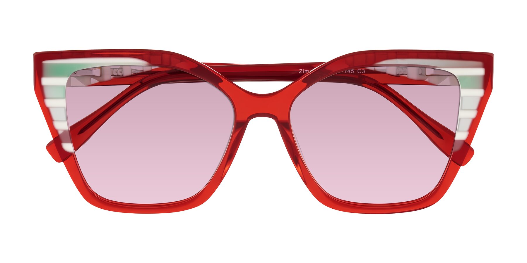 Folded Front of Zimme in Cherry Pop with Light Wine Tinted Lenses