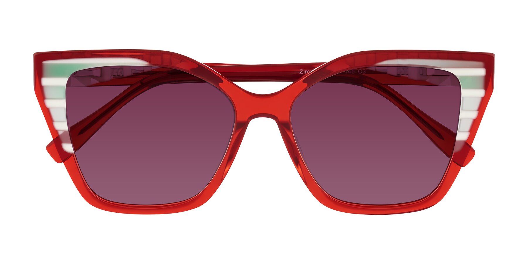 Folded Front of Zimme in Cherry Pop with Wine Tinted Lenses
