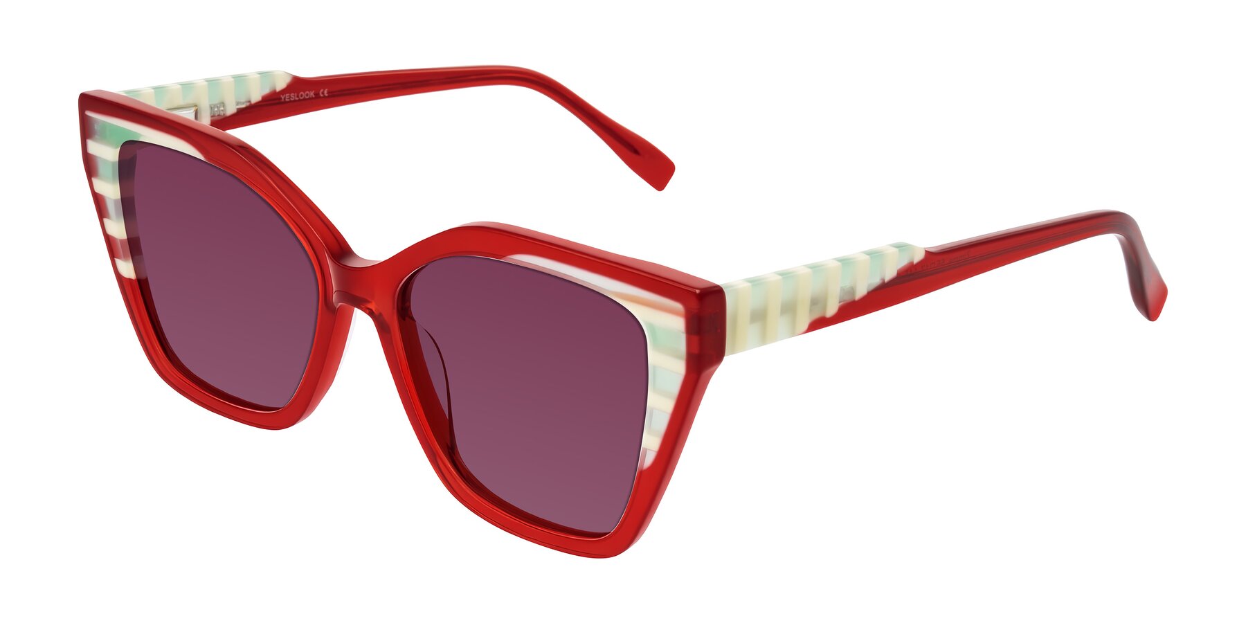 Angle of Zimme in Cherry Pop with Wine Tinted Lenses