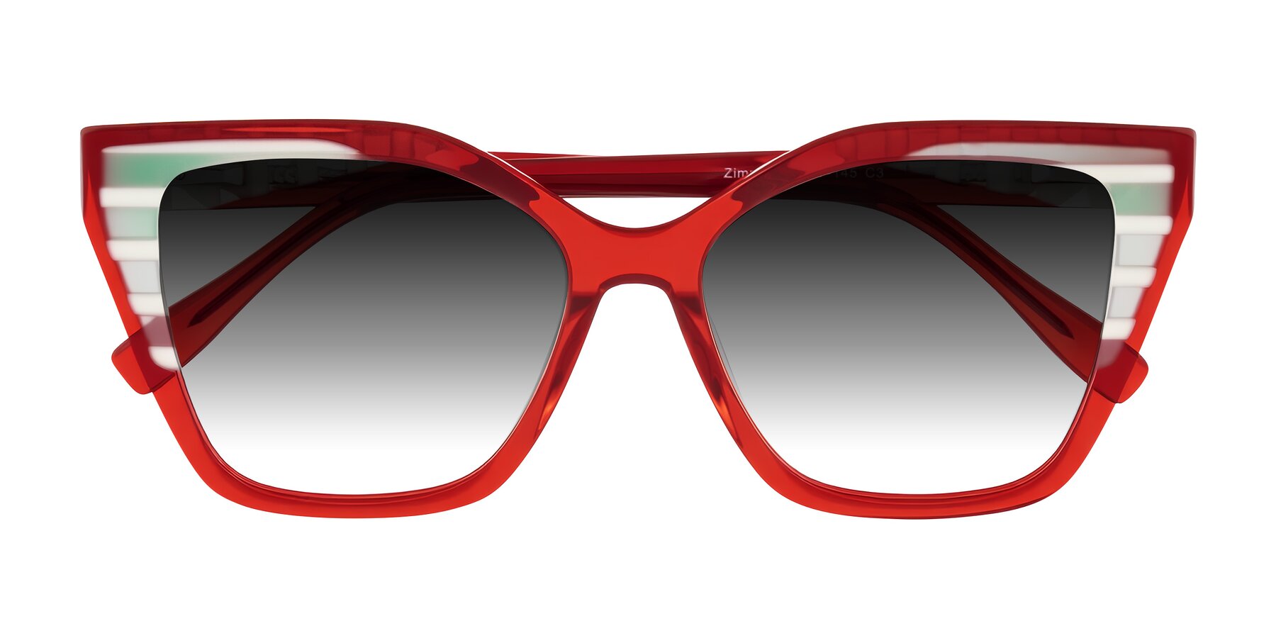 Folded Front of Zimme in Cherry Pop with Gray Gradient Lenses