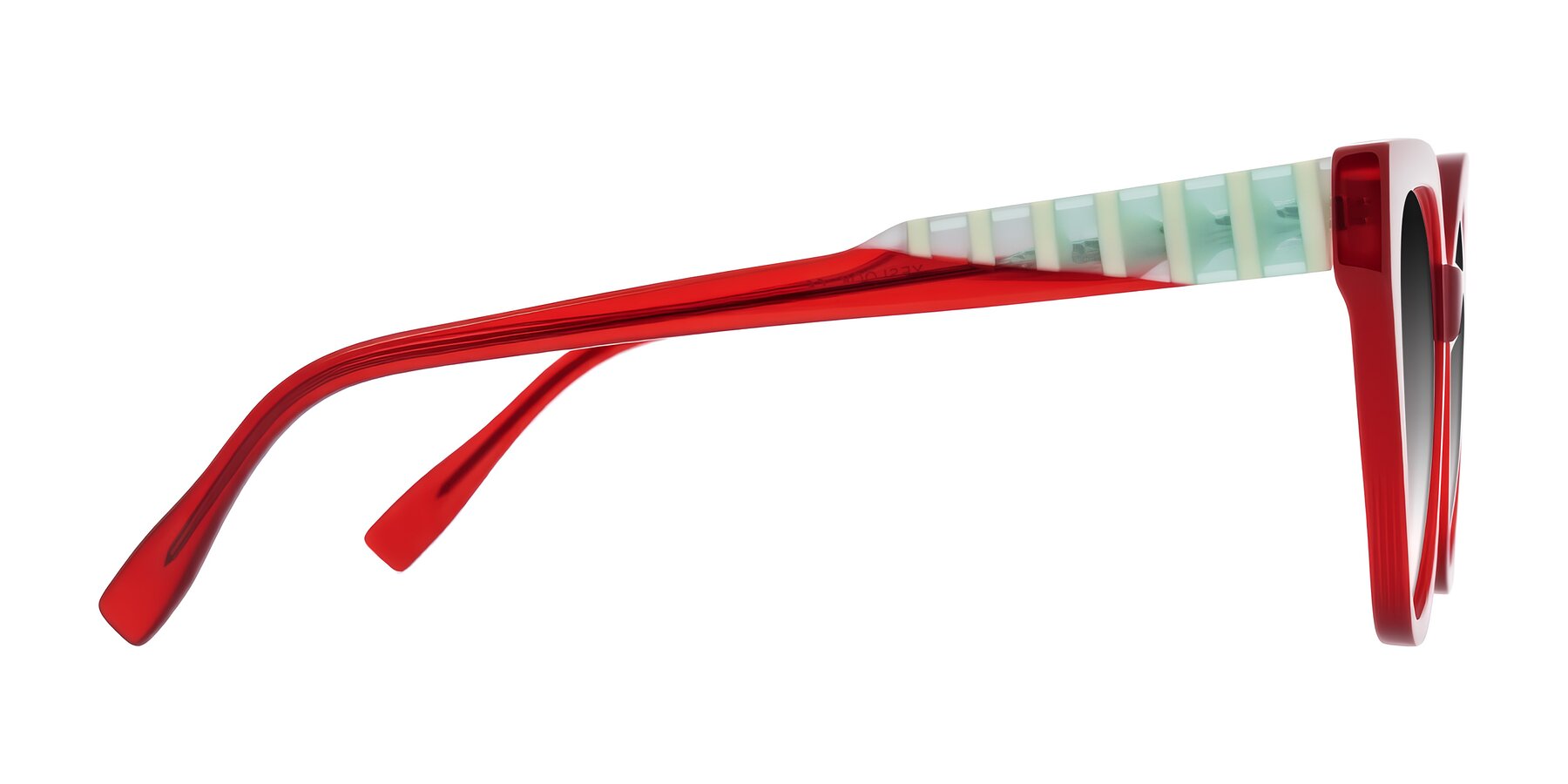 Side of Zimme in Cherry Pop with Gray Gradient Lenses