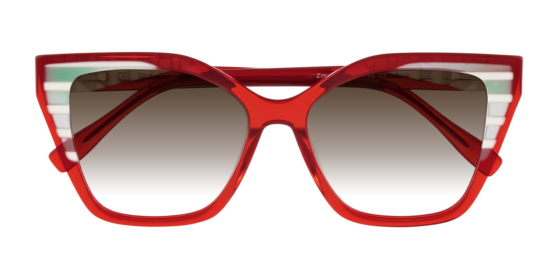 Folded Front of Zimme in Cherry Pop with Brown Gradient Lenses