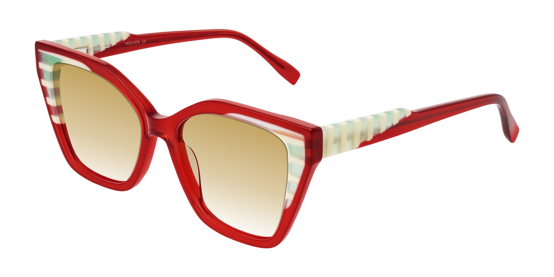 Angle of Zimme in Cherry Pop with Champagne Gradient Lenses