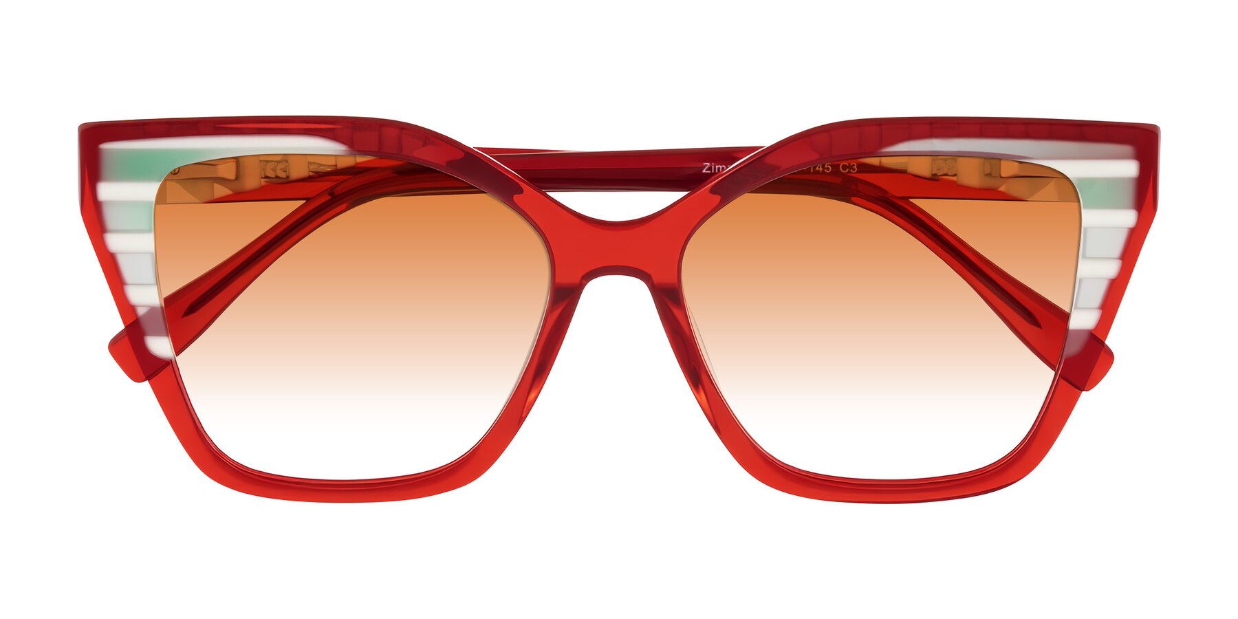 Folded Front of Zimme in Cherry Pop with Orange Gradient Lenses