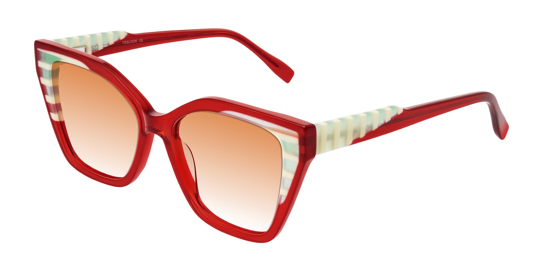 Angle of Zimme in Cherry Pop with Orange Gradient Lenses