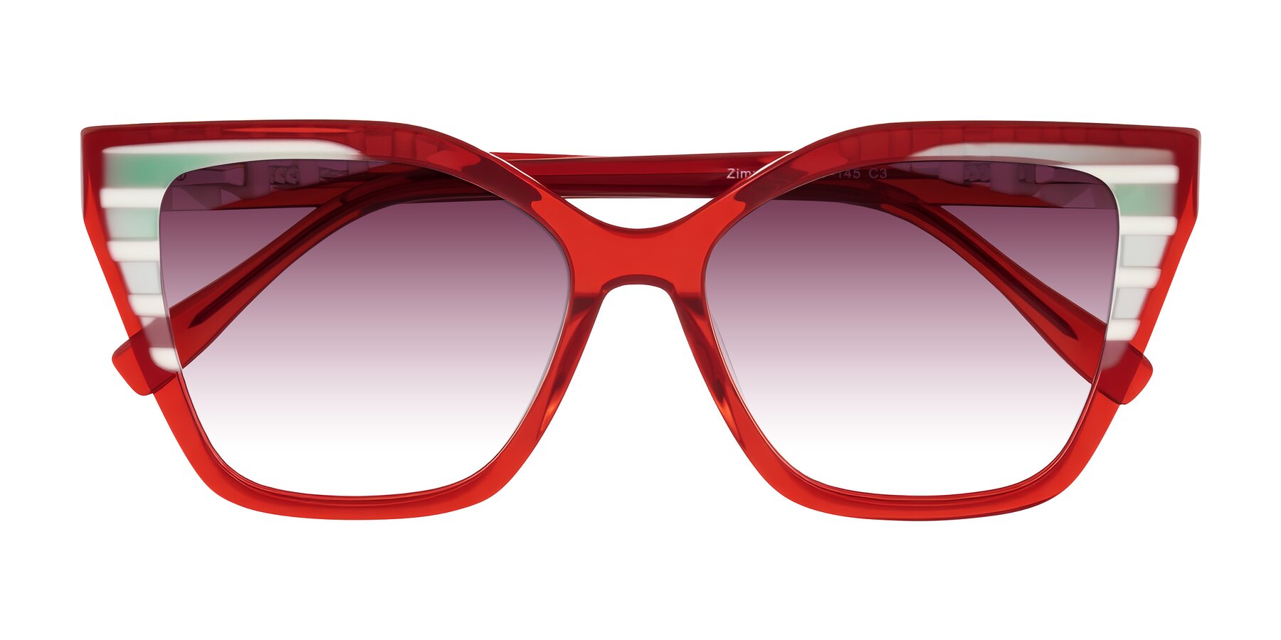 Folded Front of Zimme in Cherry Pop with Wine Gradient Lenses