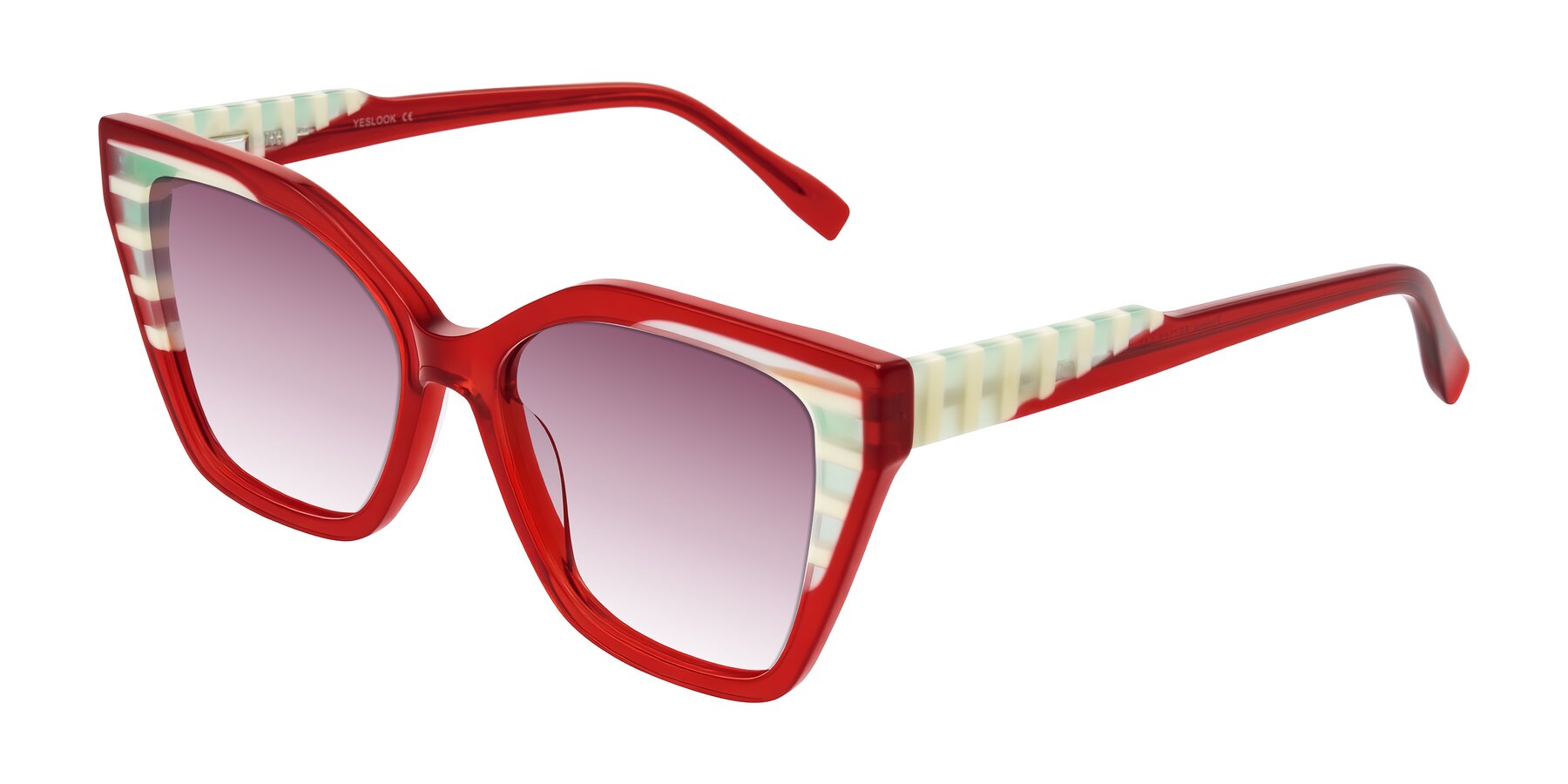 Angle of Zimme in Cherry Pop with Wine Gradient Lenses