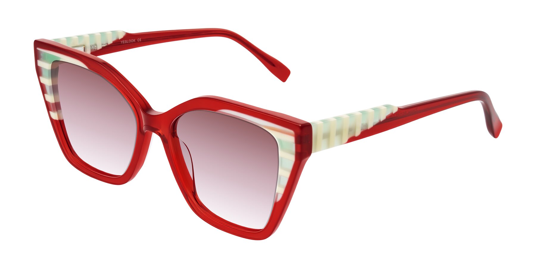 Angle of Zimme in Cherry Pop with Garnet Gradient Lenses