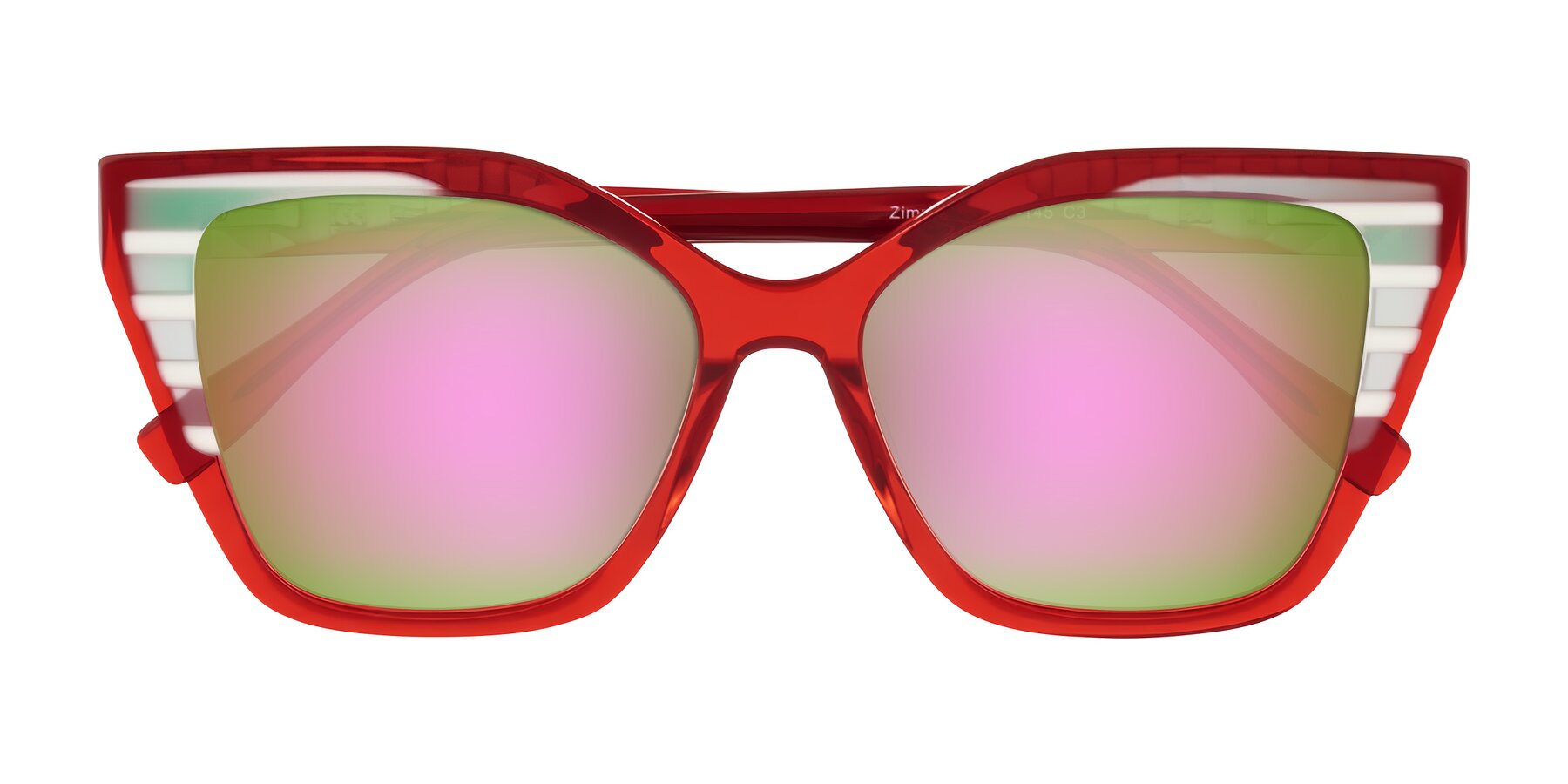 Folded Front of Zimme in Cherry Pop with Pink Mirrored Lenses