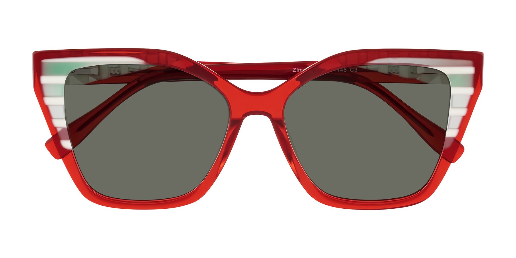 Folded Front of Zimme in Cherry Pop with Gray Polarized Lenses