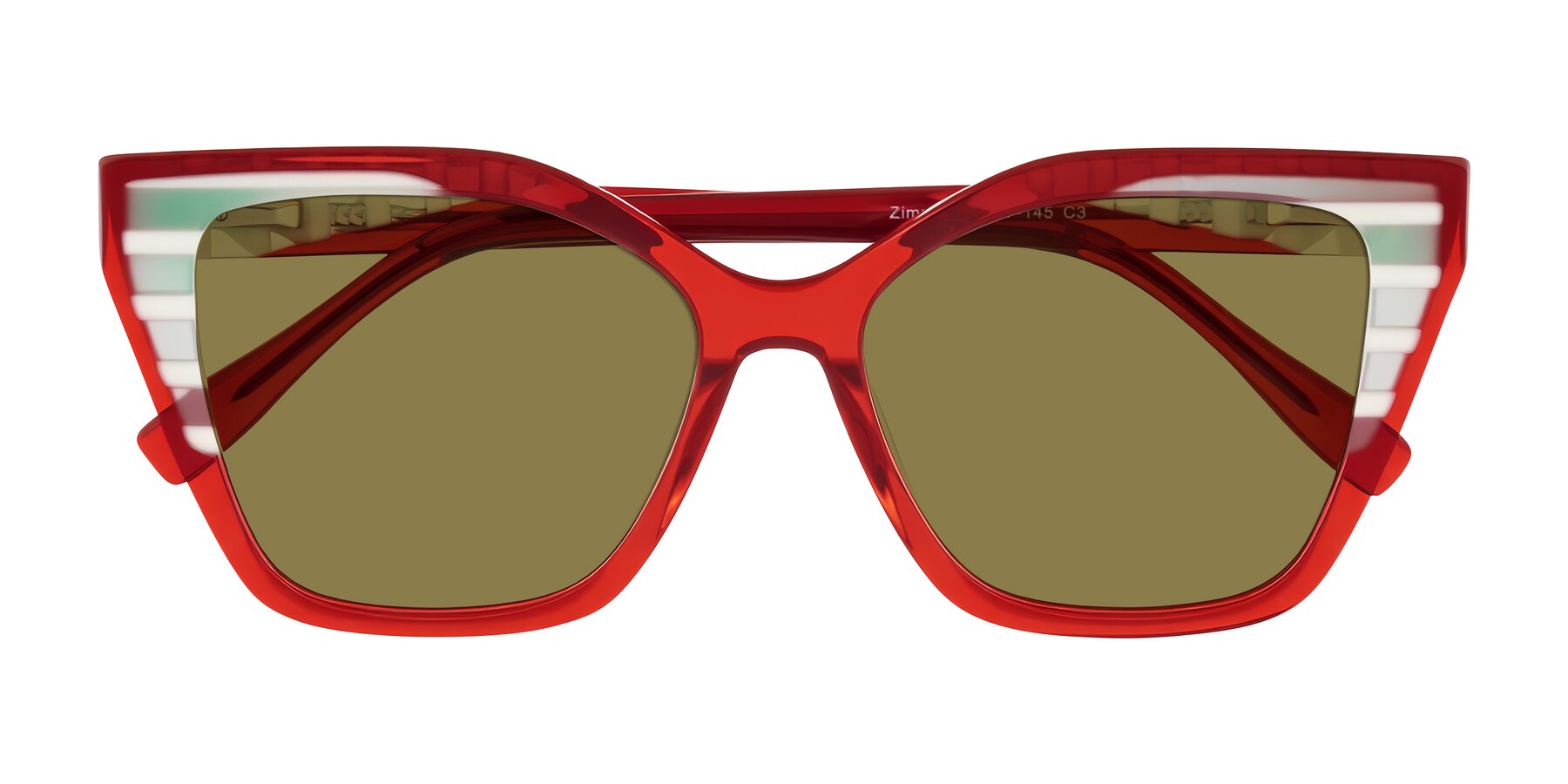 Folded Front of Zimme in Cherry Pop with Brown Polarized Lenses
