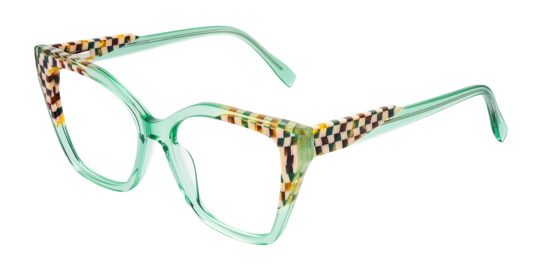Angle of Zimme in Mint Mod with Clear Eyeglass Lenses