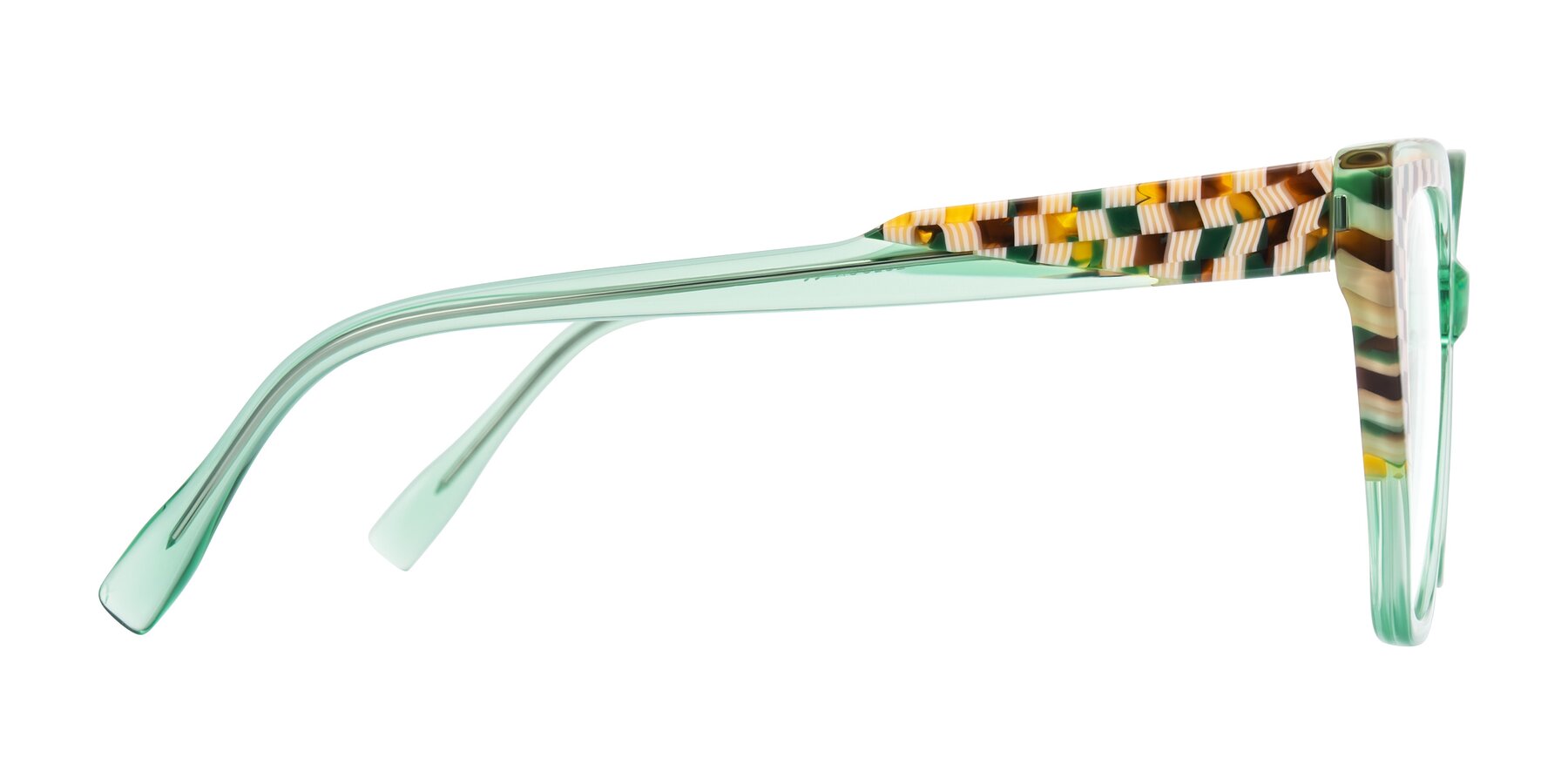 Side of Zimme in Mint Mod with Clear Eyeglass Lenses