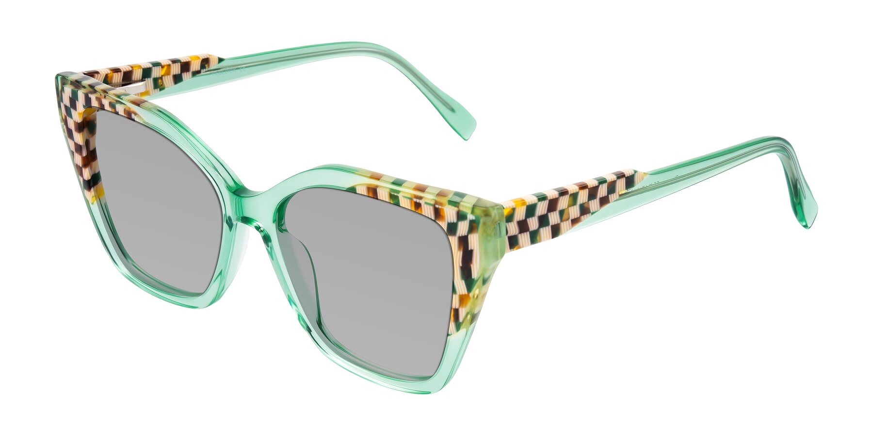 Angle of Zimme in Mint Mod with Light Gray Tinted Lenses