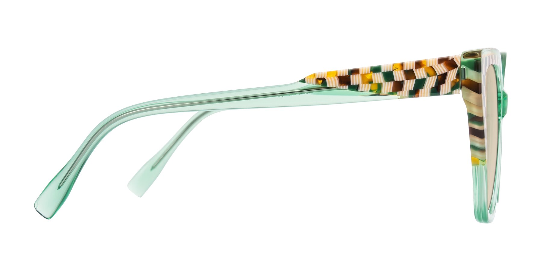 Side of Zimme in Mint Mod with Light Brown Tinted Lenses