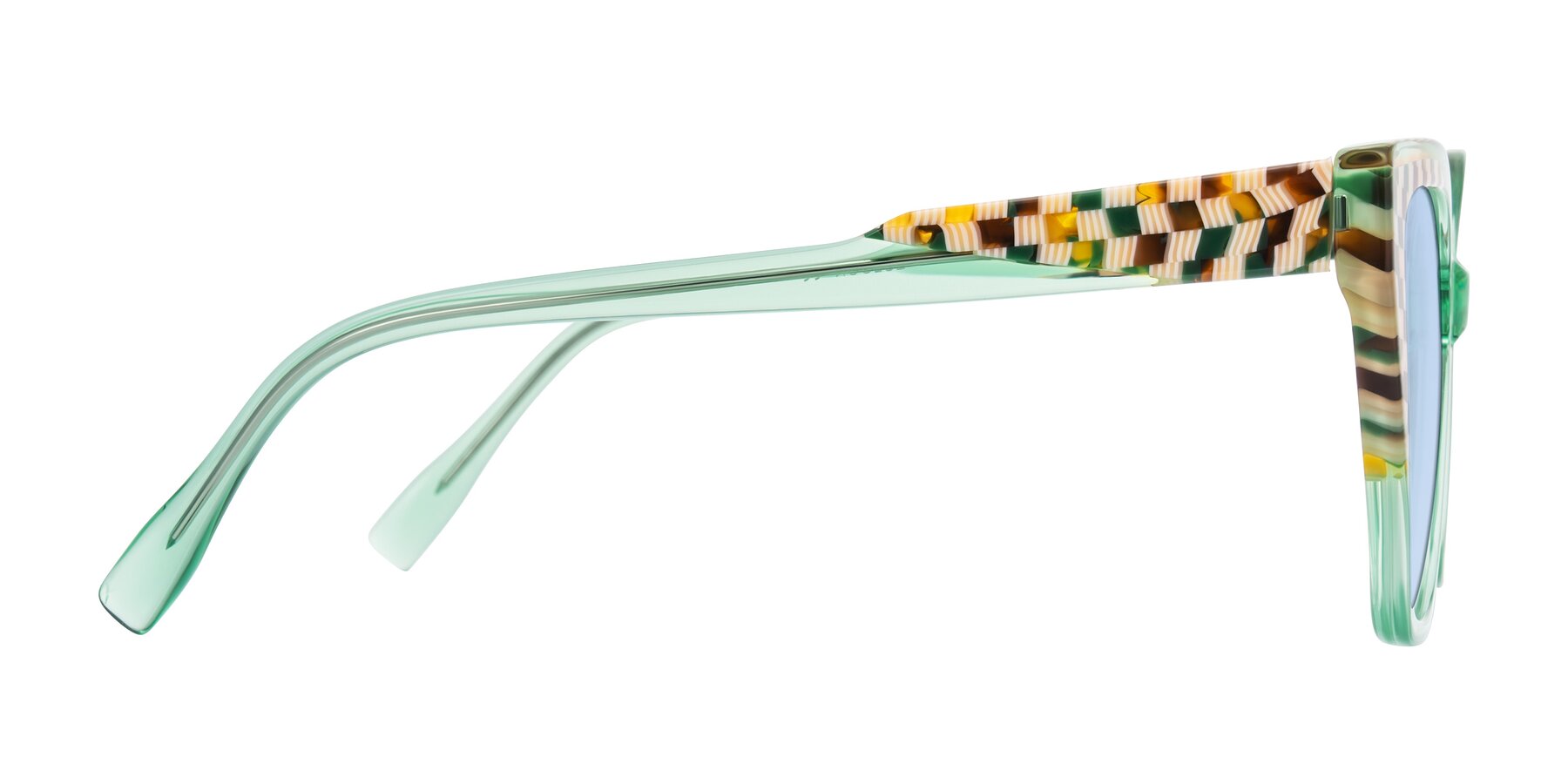 Side of Zimme in Mint Mod with Light Blue Tinted Lenses