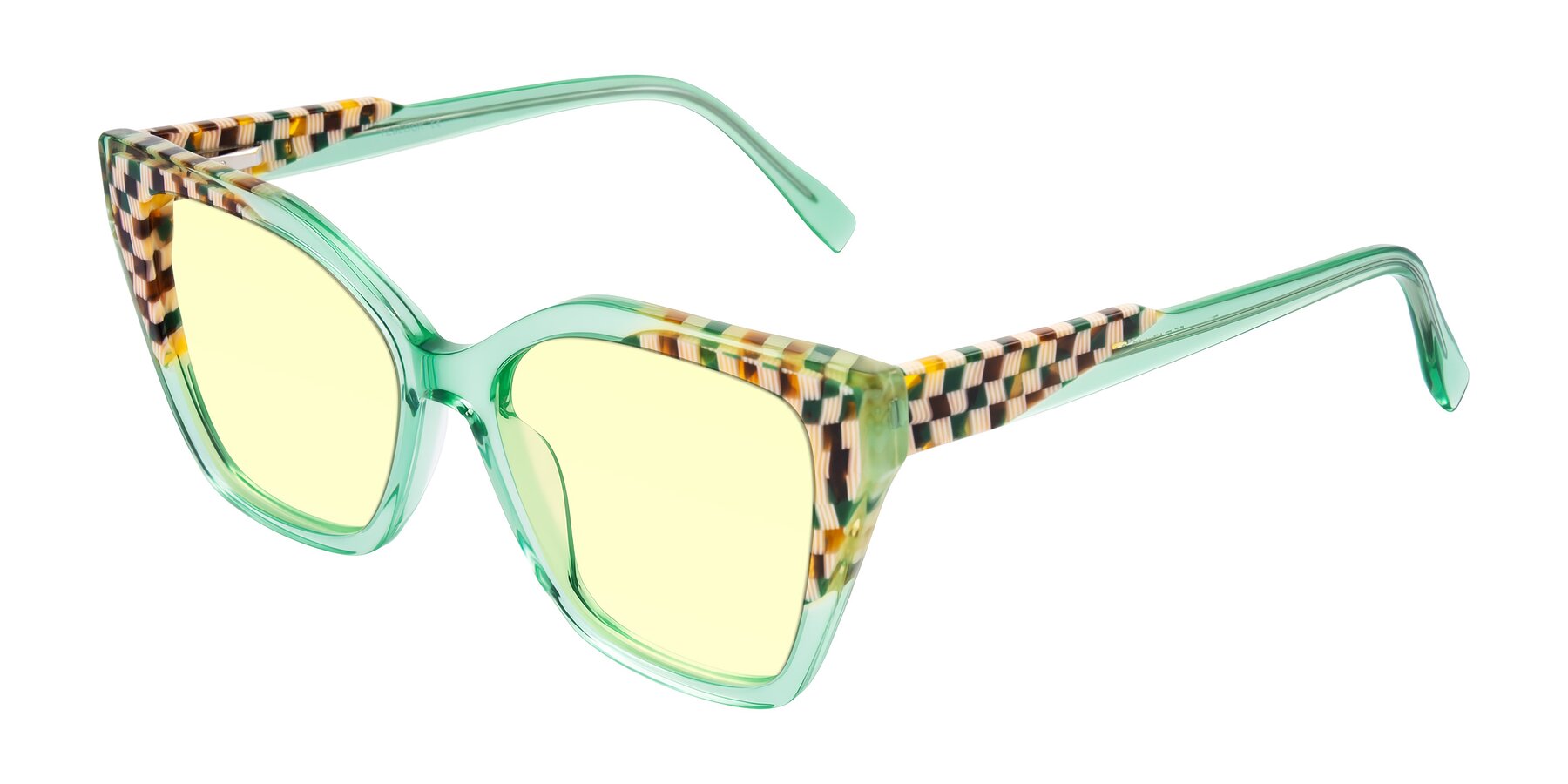 Angle of Zimme in Mint Mod with Light Yellow Tinted Lenses