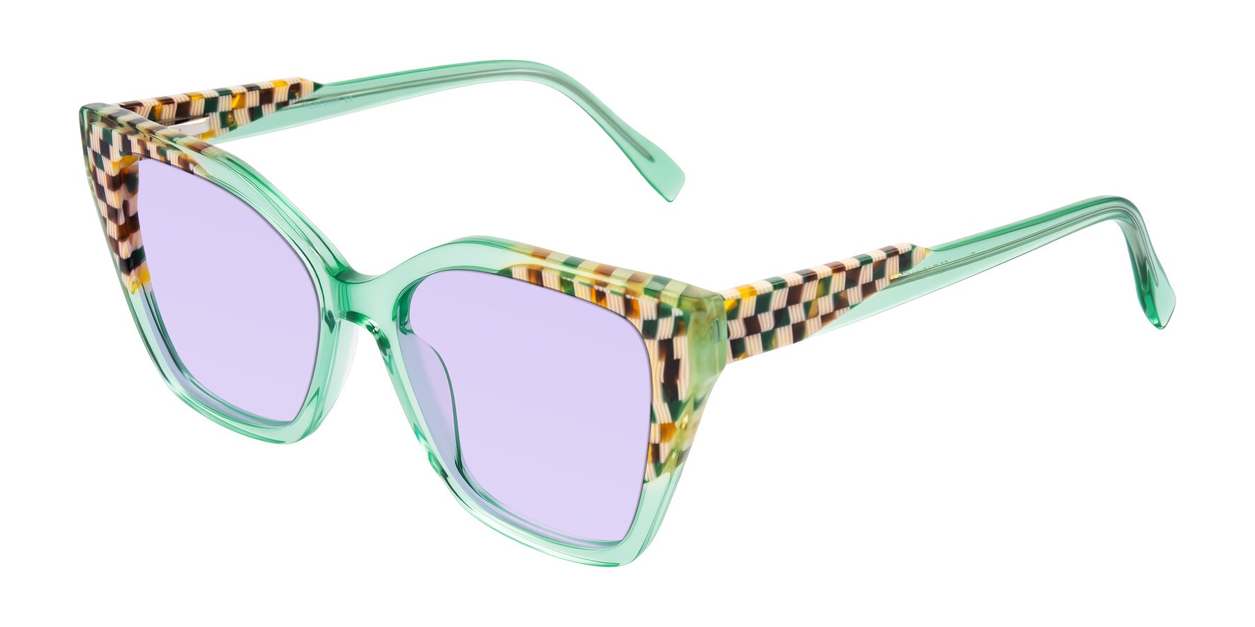 Angle of Zimme in Mint Mod with Light Purple Tinted Lenses