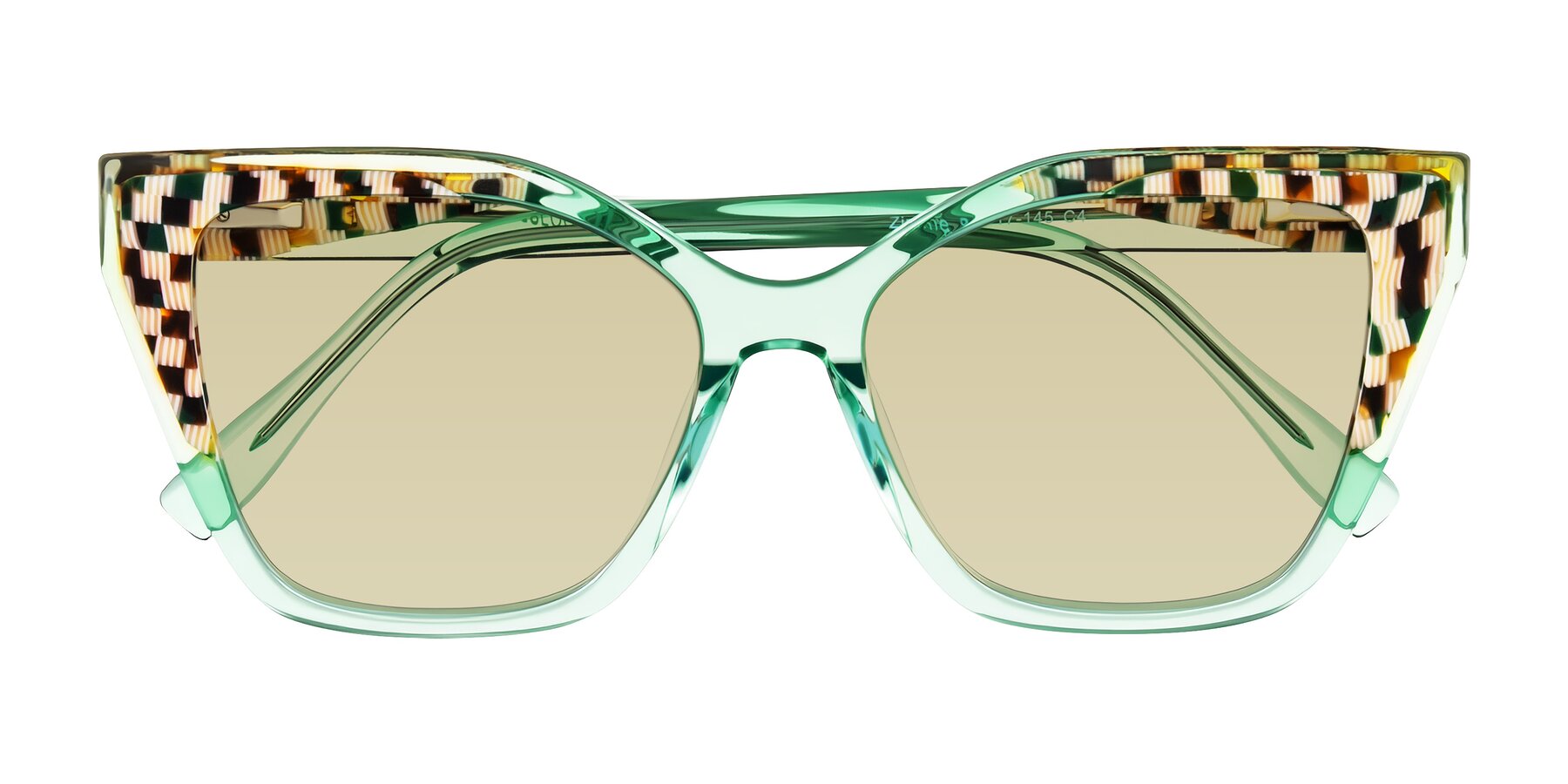 Folded Front of Zimme in Mint Mod with Light Champagne Tinted Lenses