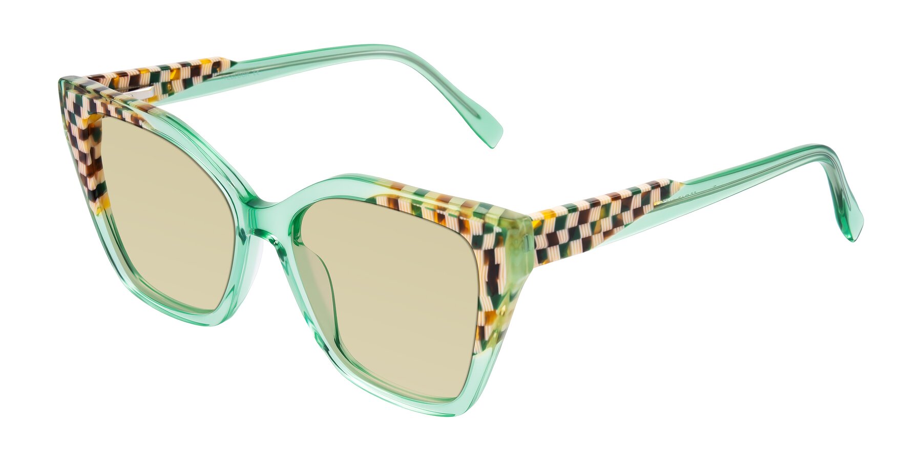 Angle of Zimme in Mint Mod with Light Champagne Tinted Lenses
