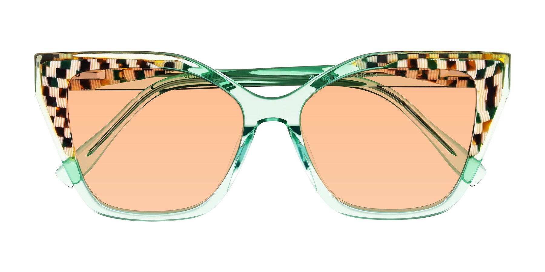 Folded Front of Zimme in Mint Mod with Light Orange Tinted Lenses