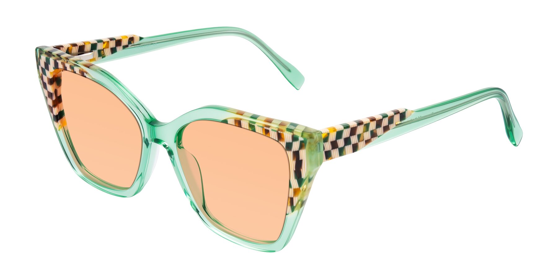 Angle of Zimme in Mint Mod with Light Orange Tinted Lenses