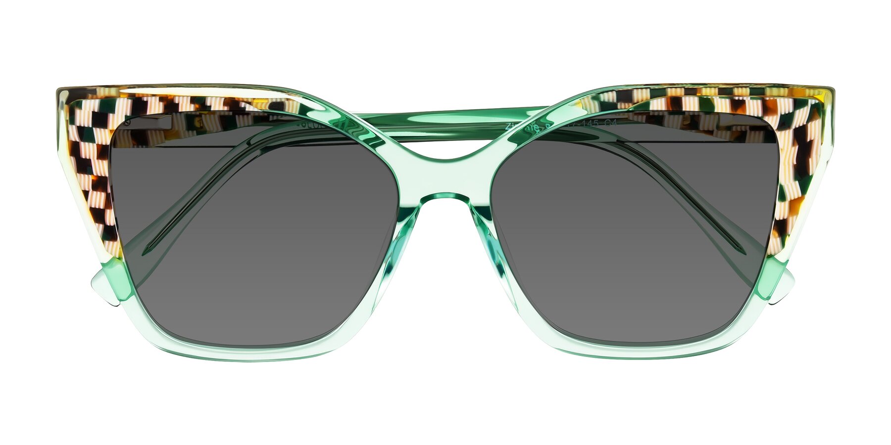 Folded Front of Zimme in Mint Mod with Medium Gray Tinted Lenses