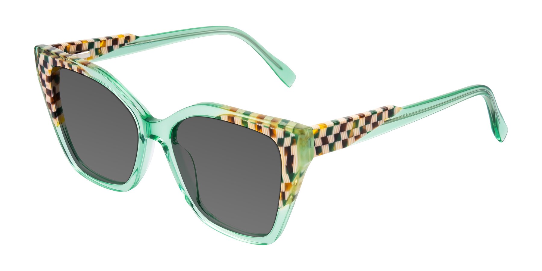 Angle of Zimme in Mint Mod with Medium Gray Tinted Lenses