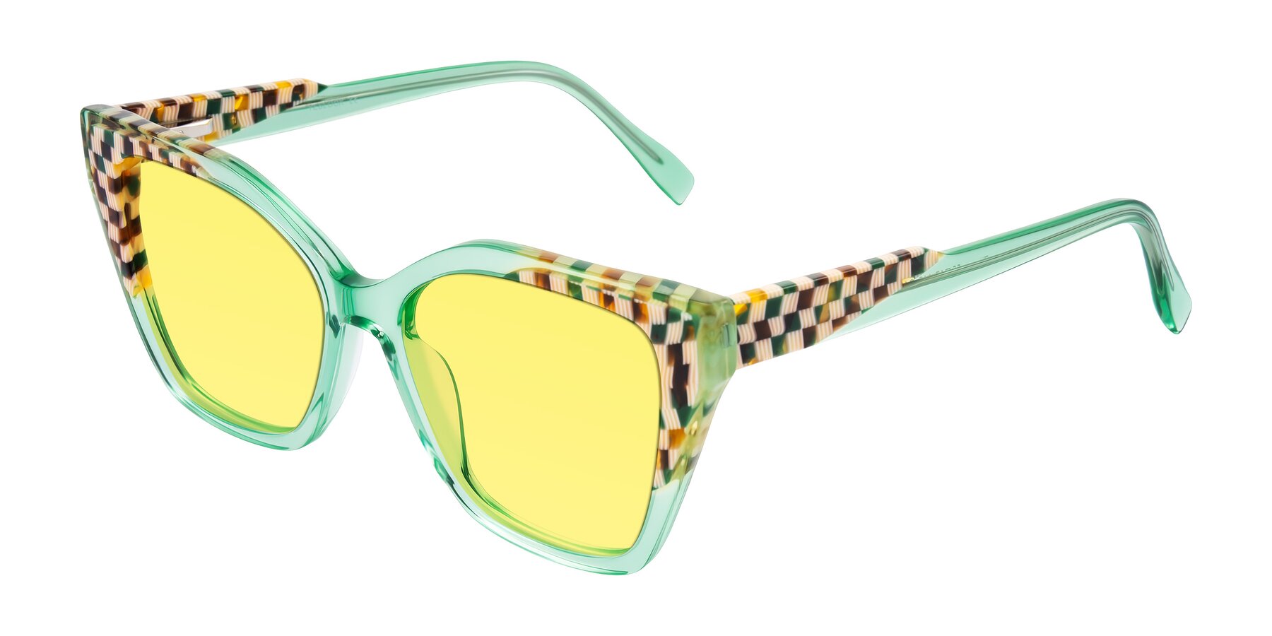 Angle of Zimme in Mint Mod with Medium Yellow Tinted Lenses