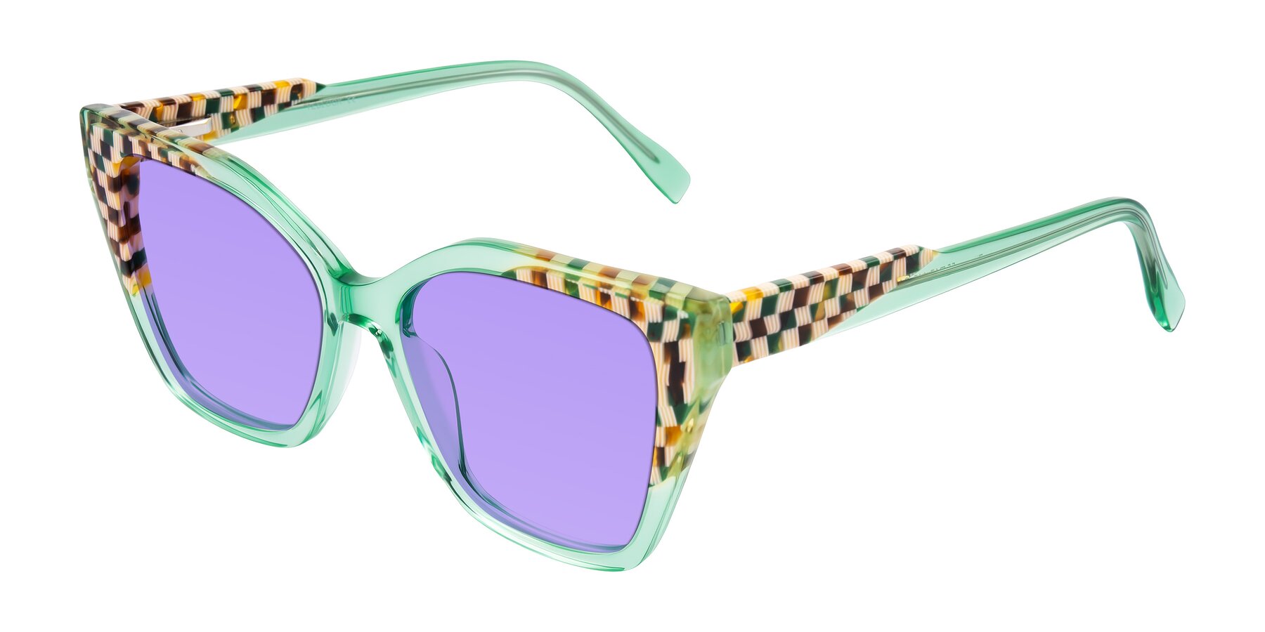 Angle of Zimme in Mint Mod with Medium Purple Tinted Lenses