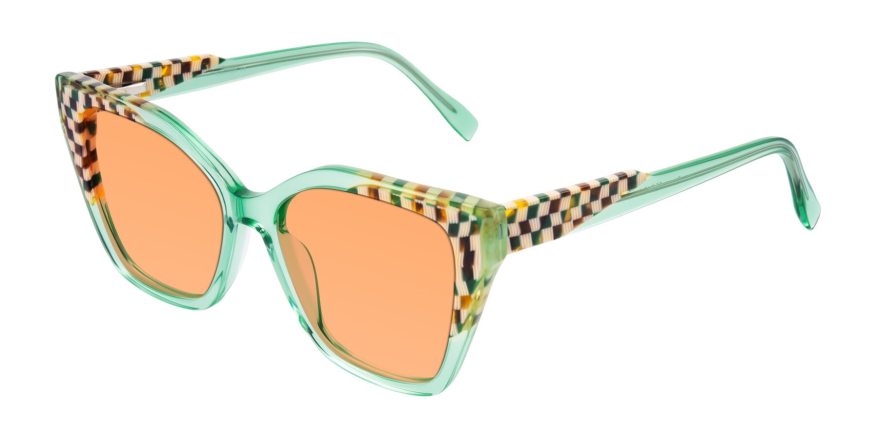 Angle of Zimme in Mint Mod with Medium Orange Tinted Lenses