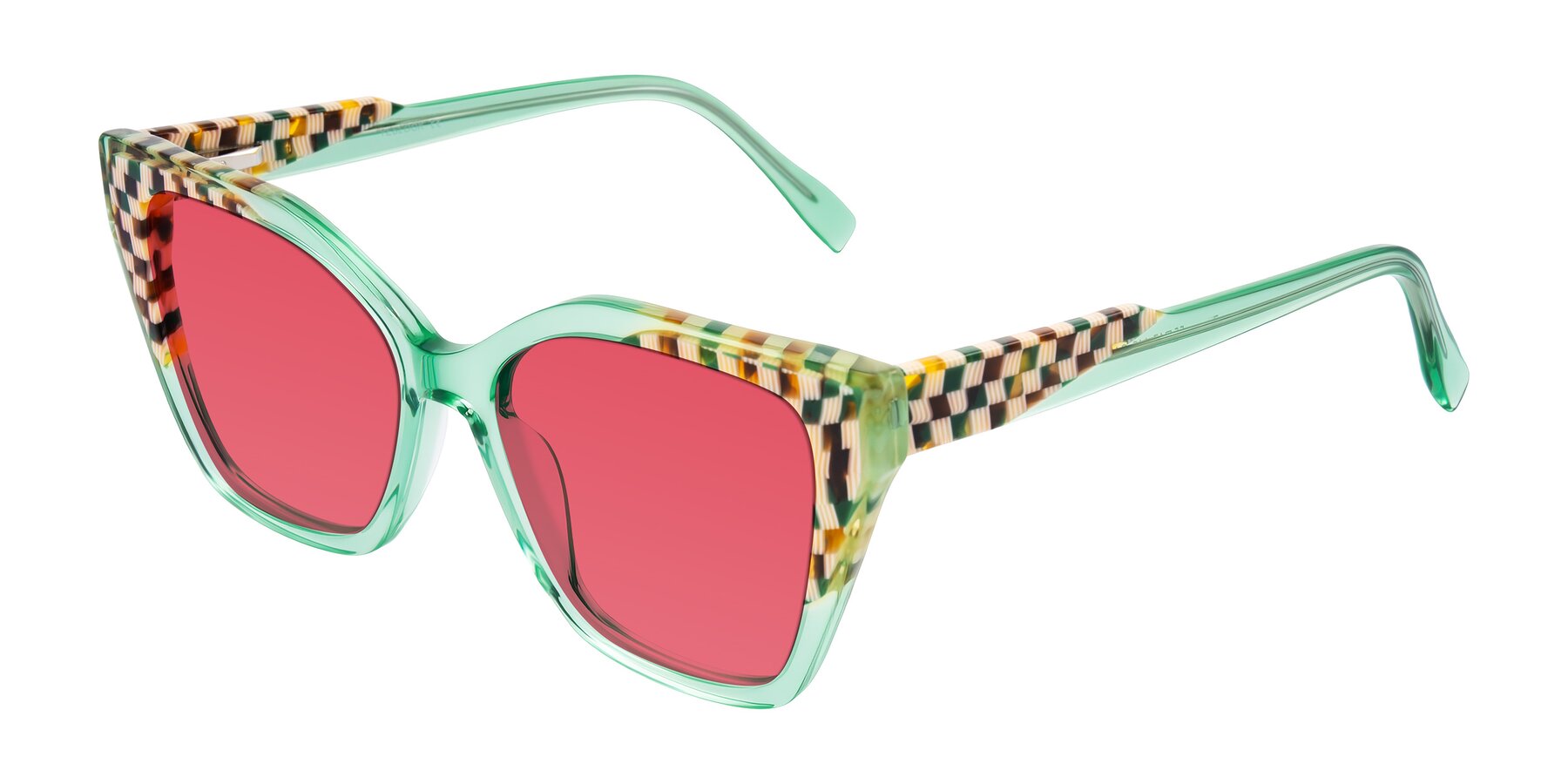 Angle of Zimme in Mint Mod with Red Tinted Lenses