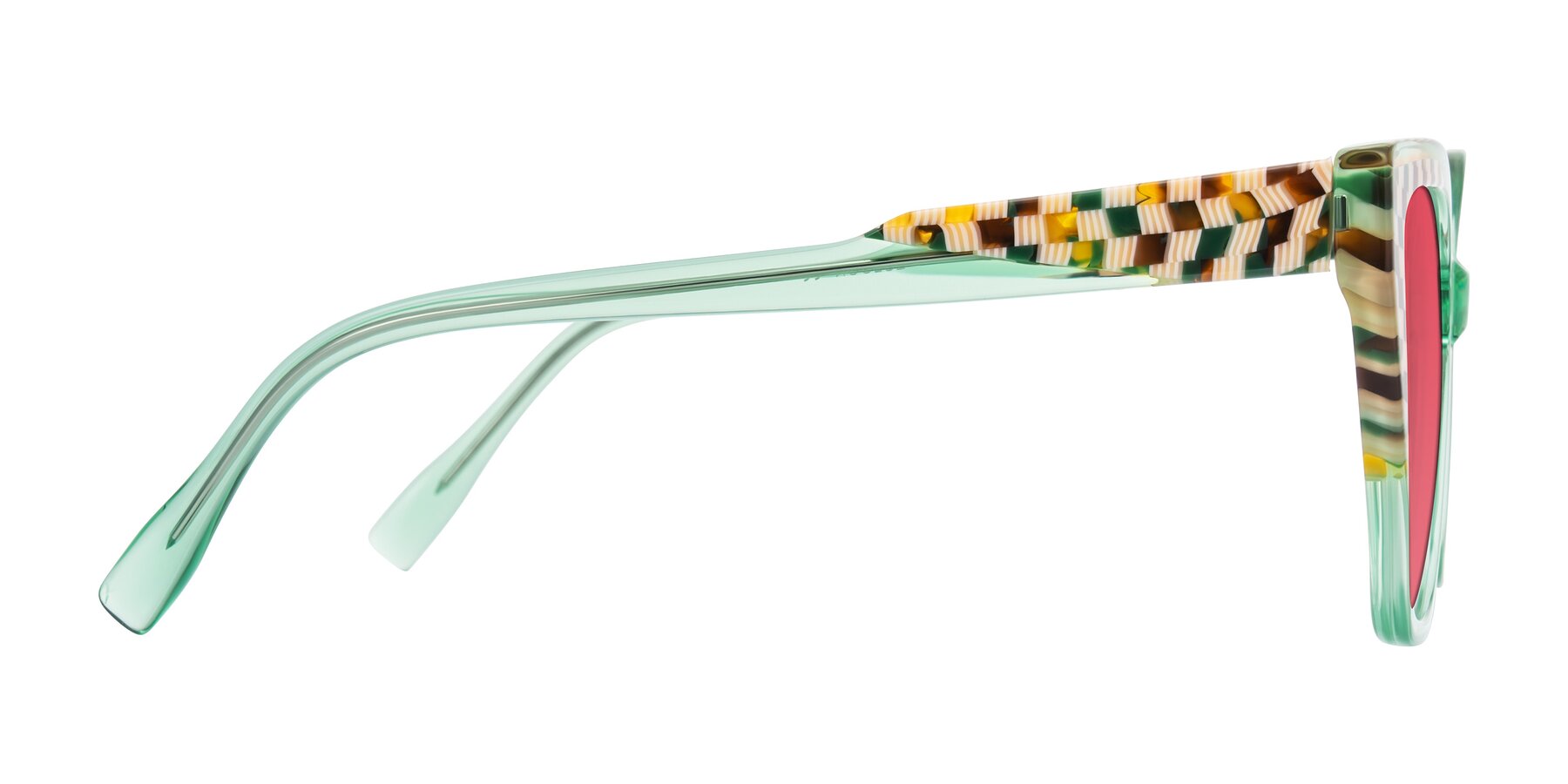 Side of Zimme in Mint Mod with Red Tinted Lenses