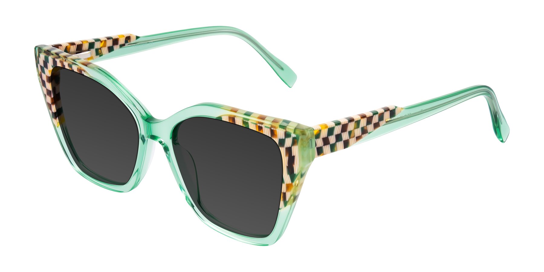 Angle of Zimme in Mint Mod with Gray Tinted Lenses