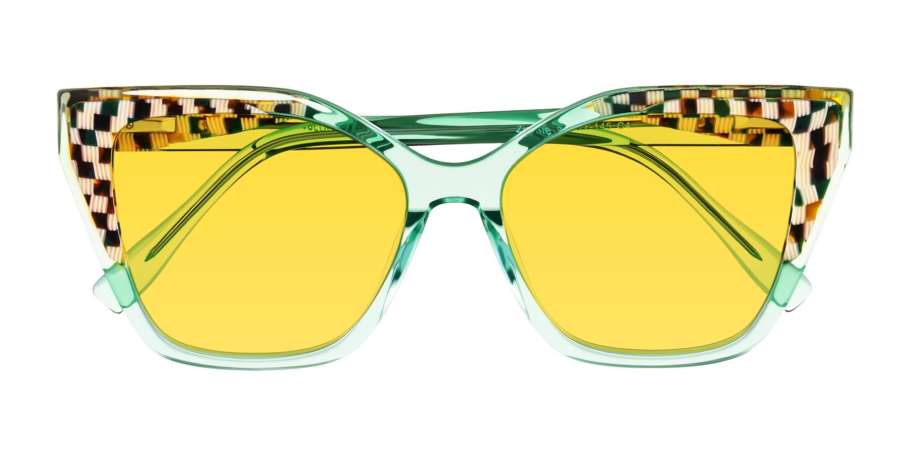 Folded Front of Zimme in Mint Mod with Yellow Tinted Lenses